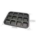 Azample cupcake Pan, 1 Set 12 Cavity Square Cupcake Brownie Pans Mini Cake Non Stick Baking  Steel Bread Mold