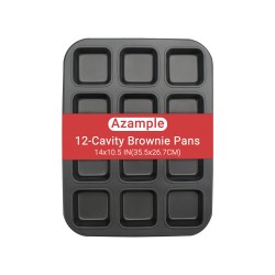 Azample cupcake Pan, 1 Set 12 Cavity Square Cupcake Brownie Pans Mini Cake Non Stick Baking  Steel Bread Mold