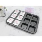 Azample cupcake Pan, 1 Set 12 Cavity Square Cupcake Brownie Pans Mini Cake Non Stick Baking  Steel Bread Mold