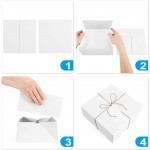 Azample Empty Gift Box, 10pcs 8x8x4inch white square folding gift box, Valentine's Day gift kraft paper packaging box